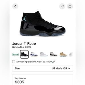 Jordan 11 Retro Gamma Blue Black Athletic Shoes